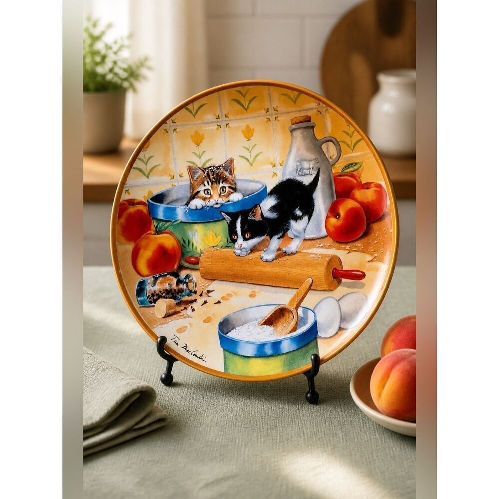 CAT PLATE COOKING UP TROUBLE VINTAGE FRANKLIN MINT HEIRLOOM LIMITED EDITION